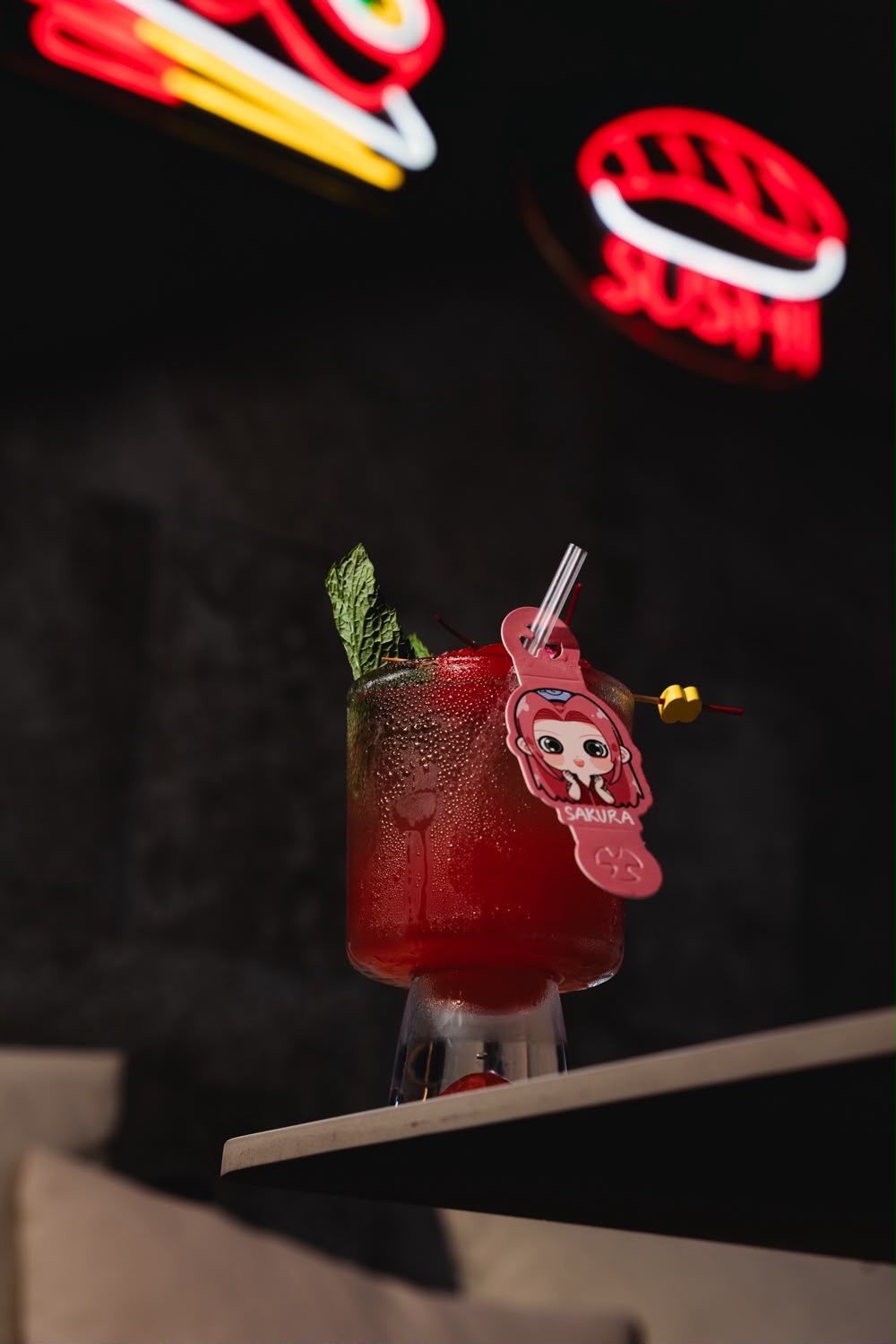 Sakura Neon anime cocktail at Naruto SXM