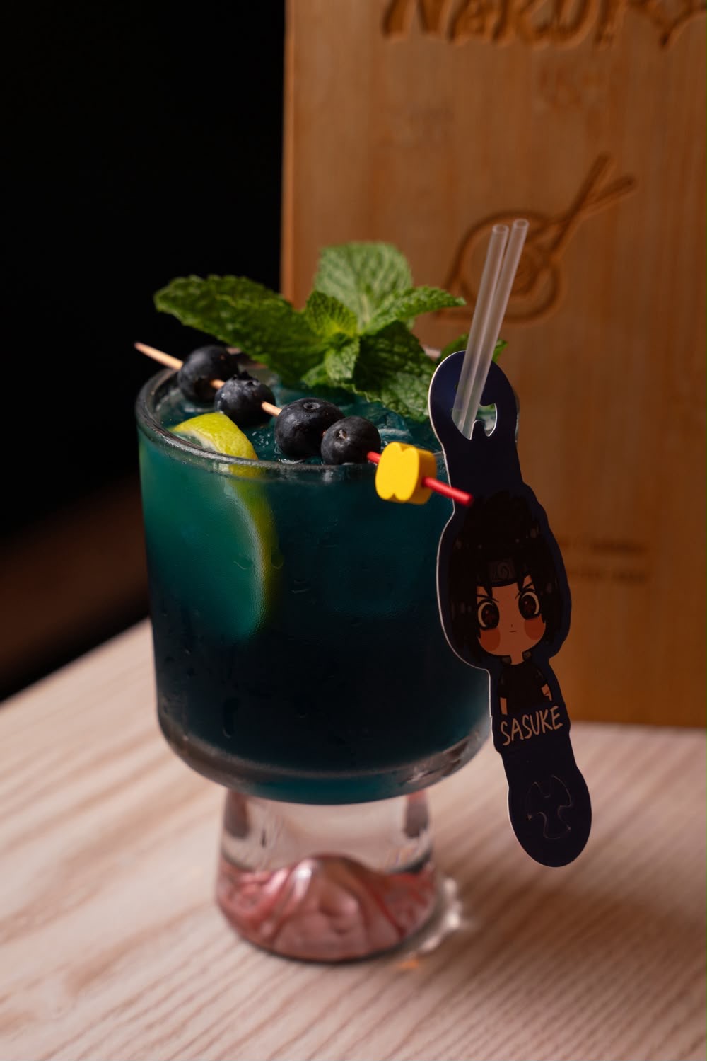 Sasuke anime cocktail at Naruto SXM