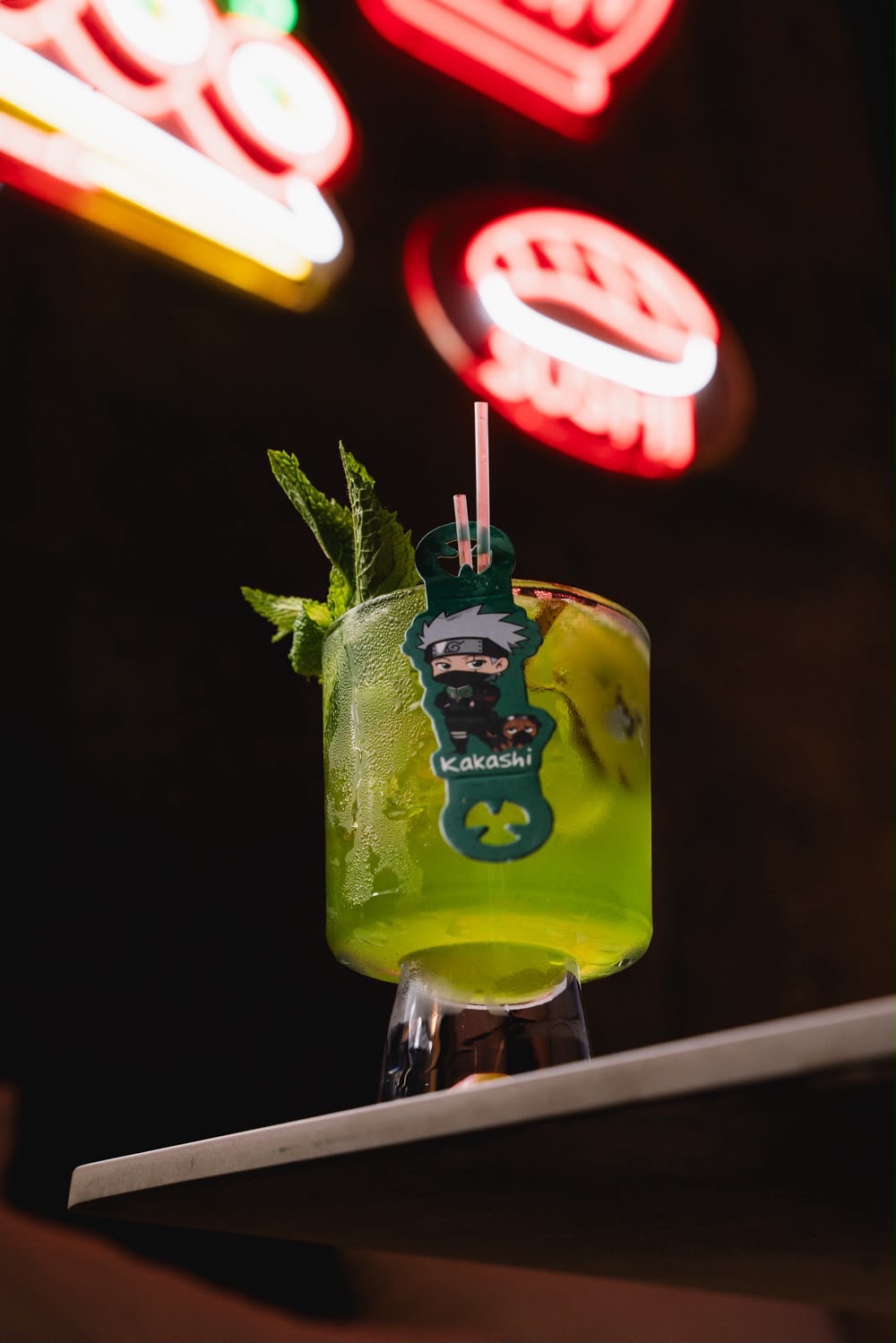 Kakashi Neon anime cocktail at Naruto SXM