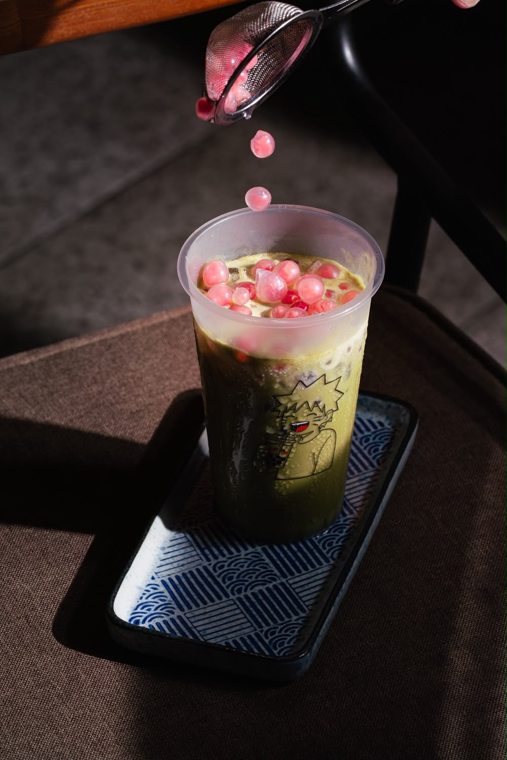 Matcha Pearl bubble tea at Naruto SXM