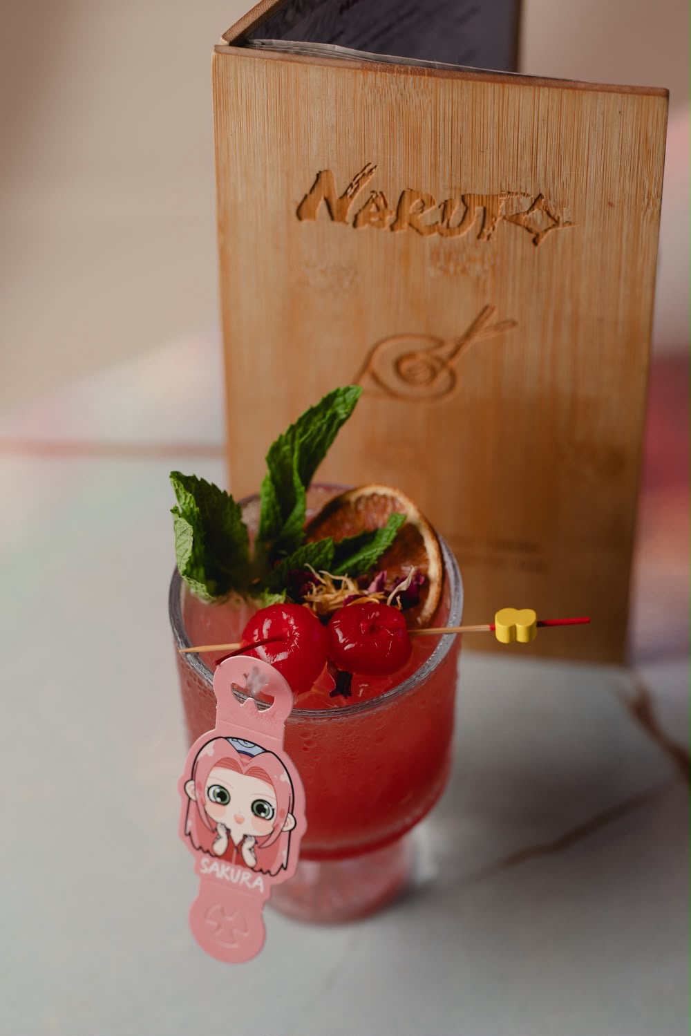 Sakura anime cocktail at Naruto SXM